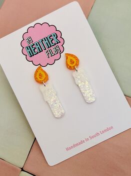 Candle Glitter Christmas Earrings / Festive Jewellery / Classic Holiday Jewellery / Christmas Letterbox Gift, 6 of 6