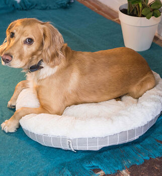 Grey Check Donut Pet Bed, 3 of 5