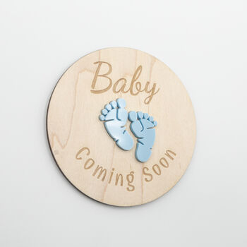 Engraved Baby Coming Soon Plaque Acrylic Keepsake, 7 of 12