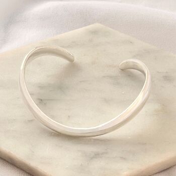 Silver Plated Polished Curved Cuff Bangle, 3 of 7