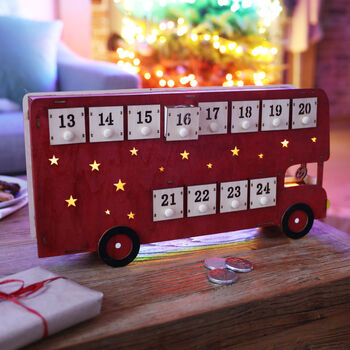 Personalised Vintage Wooden LED Bus Advent Calendar, 2 of 2