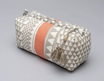 Sankari Stripe Pattern Orange Quilt Makeup Bag, 3 of 7
