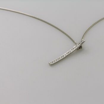 950 Platinum Diamond Or Moissanite Bar Necklace, 6 of 6