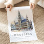 Brussels Belgium Europe City Landmark Travel Poster, thumbnail 3 of 7