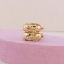 White Daisy Flower 18ct Gold Plated Huggie Hoop Earrings, thumbnail 3 of 6