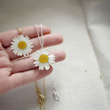 Daisy Flower Sterling Silver Or 24ct Gold Necklace, 3 of 10
