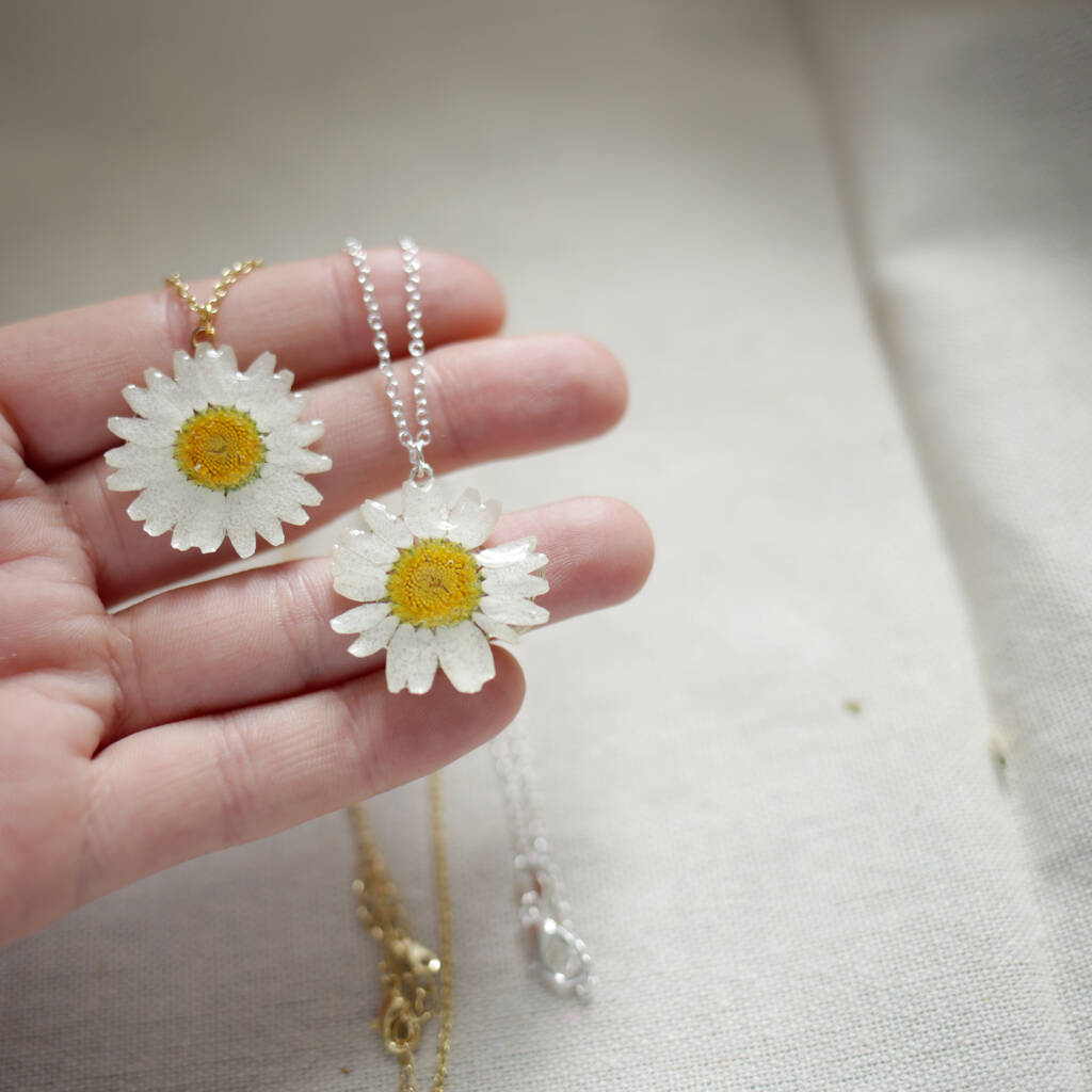 Daisy Flower Sterling Silver Or 24ct Gold Necklace, 1 of 8