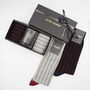 Pin Stripe Black And Grey Luxury Socks Gift Box Dad Glass, thumbnail 1 of 3