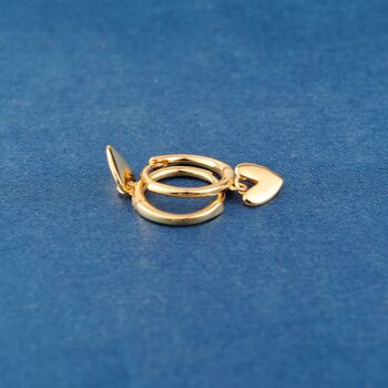 Gold Heart Charm Hoop Earrings, 5 of 7