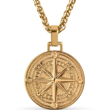 Men's 18k Gold Plated Compass Pendant, 8 of 8