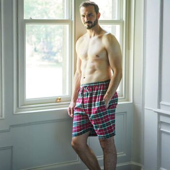 Men's 'Gaia' Tartan Brushed Cotton Sleep Shorts, 2 of 3