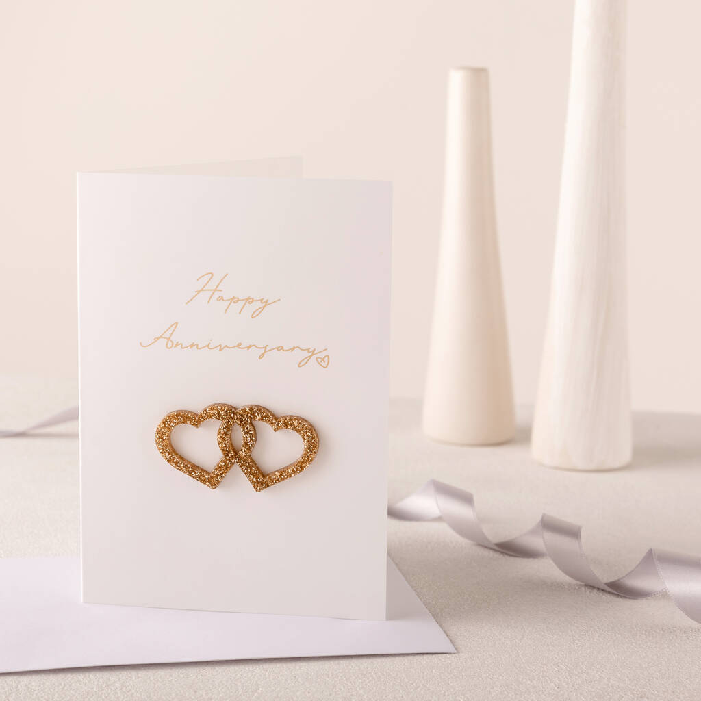 Gold Foiled Happy Anniversary 3D Card By Funky Laser