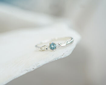 Dainty Round Blue Topaz Ring, 4 of 8