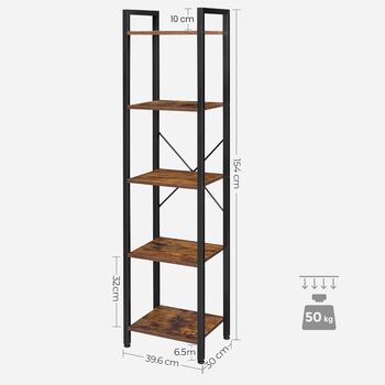 Five Tier Bookcase Storage Unit Industrial Steel Frame, 10 of 12