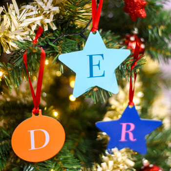 Personalised Colour Block Initial Christmas Decoration, 6 of 12