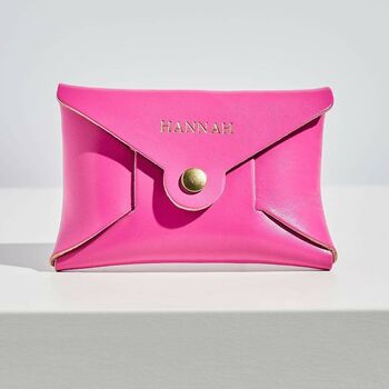 Personalised Fuchsia Pink Leather Card + Coin Purse, 2 of 6