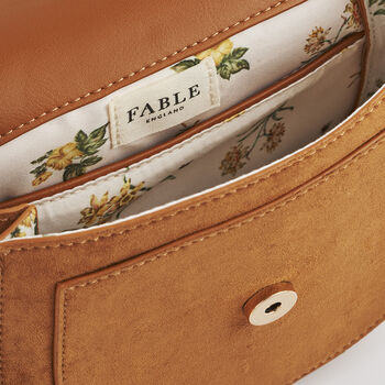 Tan Floral Faux Suede Embroidered Saddle Bag, 8 of 9