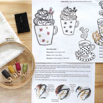 Drinks Napkin Embroidery Stitch Craft Kit Gift Set, 3 of 8