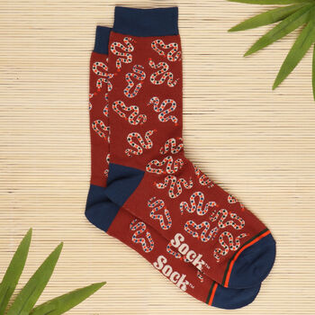 Men's Bamboo Socks Orange Winding Snakes, 2 of 6