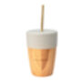 Bamboo Cup With Two Straws Grey, thumbnail 1 of 2