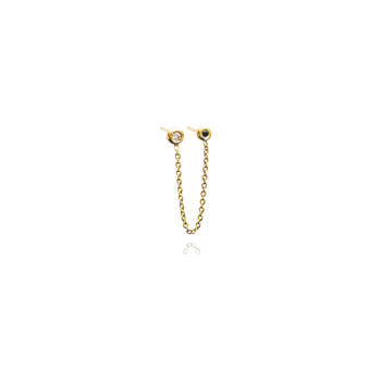 9ct Gold Double Diamond And Chain Link Single Stud, 2 of 5