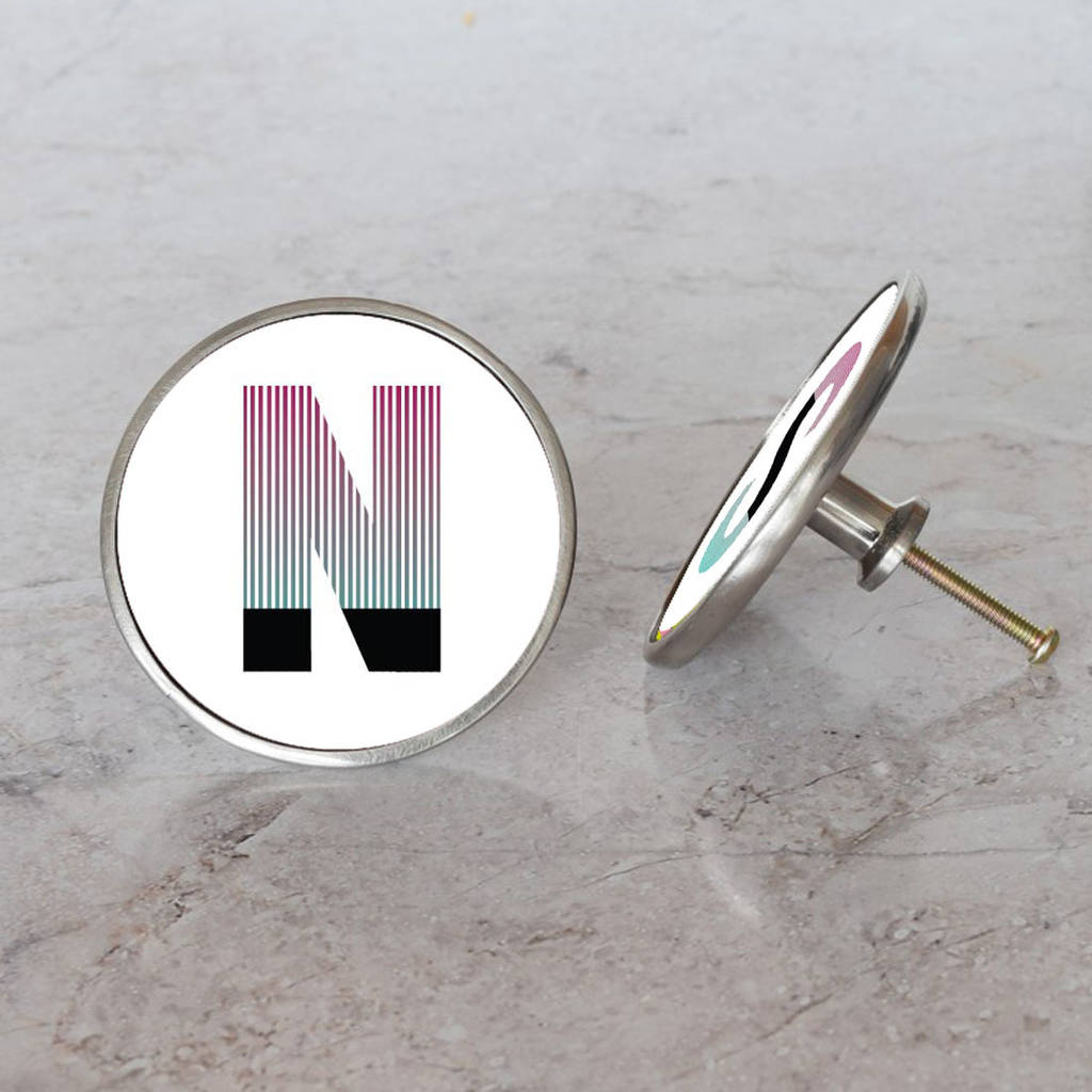 Retro Striped Alphabet Letter Cupboard Door Knobs By Pushka Home