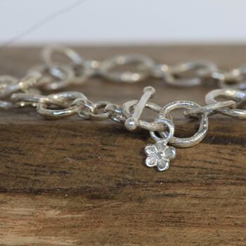 Handmade Silver Chain Bracelet With Tiny Flowers, 3 of 5