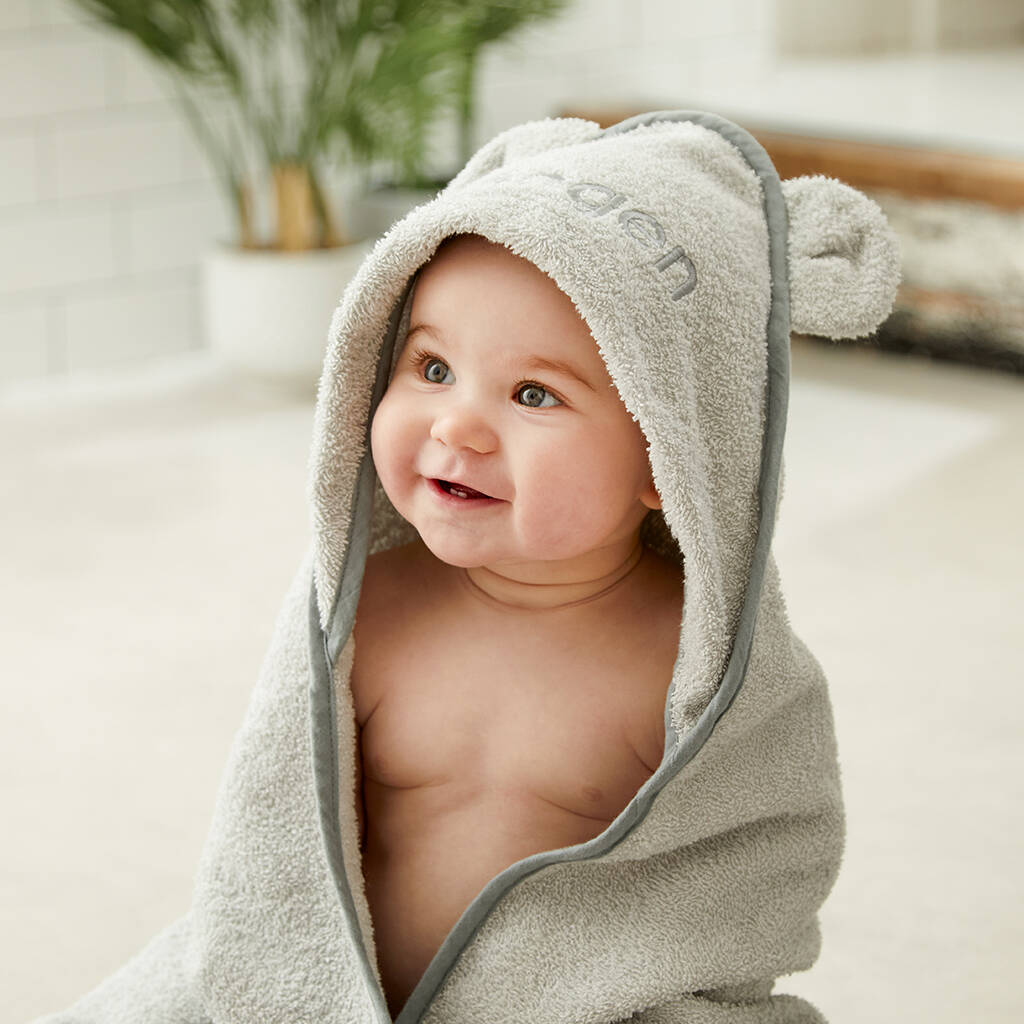 Personalised Small Grey Hooded Towel, 1 of 6