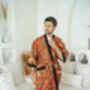 Men's Cotton Batik Kimono Robe In Red, thumbnail 2 of 5
