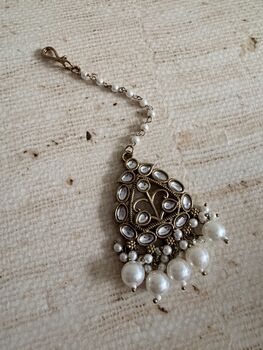 Indian Antique Gold Kundan And Pearl Tikka, 2 of 4