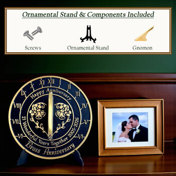21st Brass Anniversary Sundial Gift Celebration Present, 5 of 6