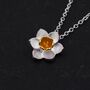 Sterling Silver Daffodil Flower Pendant Necklace, thumbnail 1 of 9