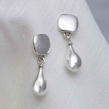 Sterling Silver Rain Droplet Studs, 2 of 6