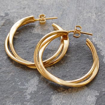 Wire Interwoven Rose Gold Plated Silver Hoop Earrings, 6 of 8
