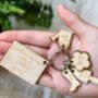 Personalised Wooden Gardening Little Helpers Child Family Tag Keyring, thumbnail 1 of 6