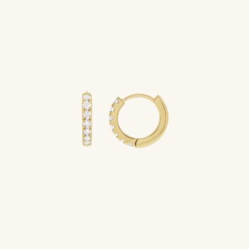 Tennis Huggie Earrings 18k Gold Plated, 2 of 4
