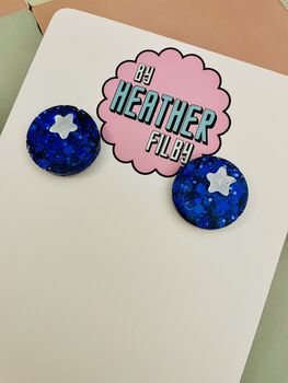 Blueberry Glitter Resin Earrings, 3 of 3