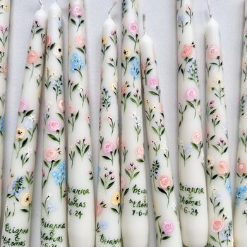 Personalised Wildflower Hand Painted Wedding Candles, 2 of 6