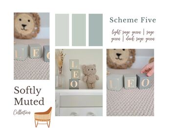 Personalised Baby Name Wooden Blocks Green, Blue, Cream, 6 of 12
