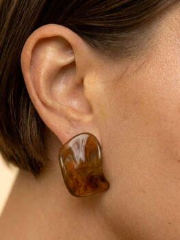Tortoiseshell Brown Resin Earrings, 3 of 5