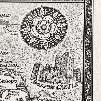 Yorkshire Dales Map Hand Drawn Fine Art Print, 8 of 12