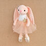 Personalised Peach Velvet Ballerina Bunny Toy, thumbnail 1 of 4