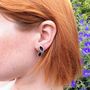 Oxidised Silver Stud Hanging Earrings, thumbnail 1 of 4