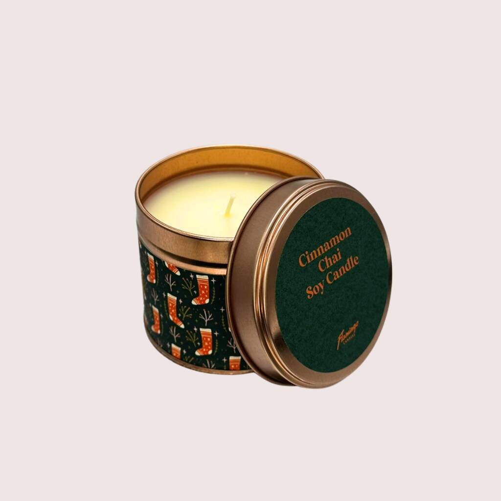 Cinnamon Chai Christmas Stocking Christmas Tin Candle