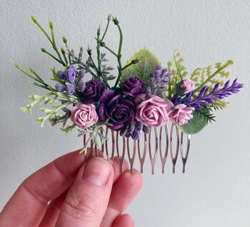 Purple Lilac Flower Hair Comb, 6 of 6