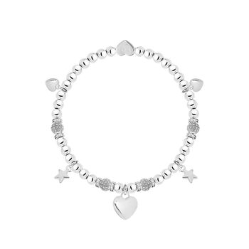 Christmas Heart And Star Charm Bracelet In Flower Gift Box, 2 of 3