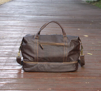 Leather Weekend Bag With Jacket Compartment, 5 of 11