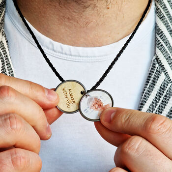 Men's Personalised Memorial Secret Photo Necklace, 3 of 6