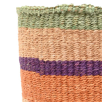 Reli: Green And Purple Stripe Woven Storage Basket, 8 of 9
