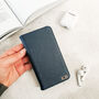 Personalised Navy Leather Flip Phone Case, thumbnail 1 of 4